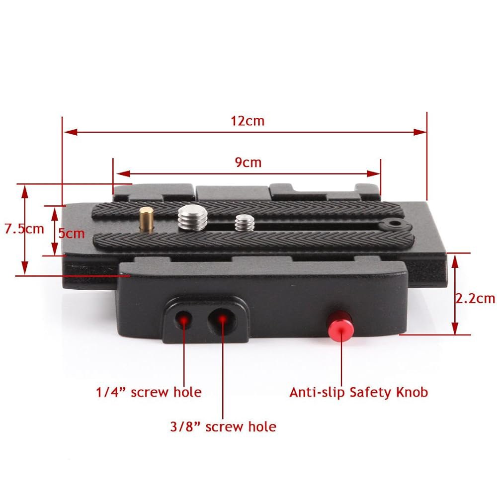 P200 퀵 릴리스 QR 클램프 어댑터 베이스 플레이트는 Manfrotto 500AH 701HDV 577 503에 호환되며 삼각대 레일 스태빌라이저 카메라 사진과 함께 사용할 수 - 상세 이미지 3