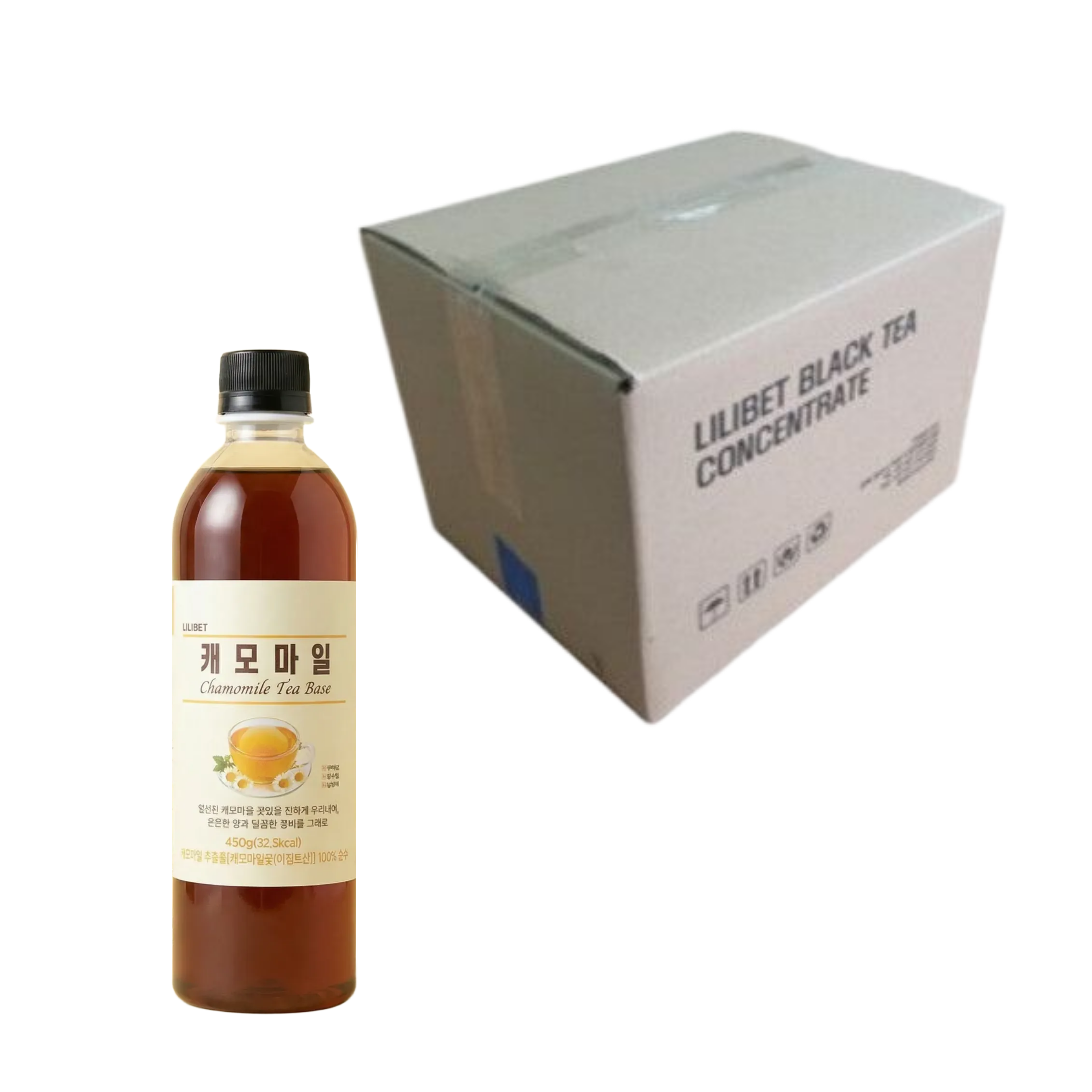릴리벳 캐모마일 티베이스 원액  액상 임산부차  무설탕 무카페인 허브차 450g 20개입 1박스 - 상품 이미지
