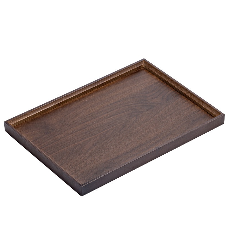 호두색 나무 찻잔 쟁반 직사각 트레이 서빙 호두나무 22x13x2.5cm 이미지 6