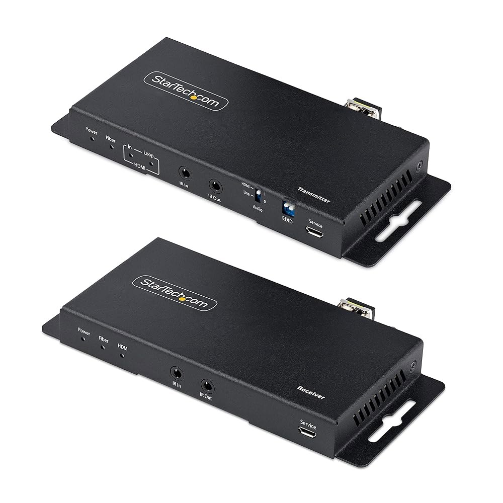StarTech.com 4K HDMI 오버 파이버 익스텐더 키트, 60Hz 최대 3300피트(싱글 모드) 또는 1000피트(멀티 LC 광섬유, HDR, HDCP, 오디오 /RS23 - 상품 이미지