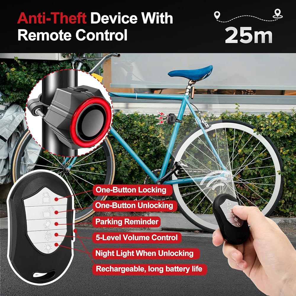 원격 무선 최고의 방지 진동 모터사이클 경보기, IP65 방수 자전거 Ebikes Moto Ebike Bicycletas 스쿠터용 경보 시스템(블랙)을 갖춘 BANGING 110d - 상세 이미지 3