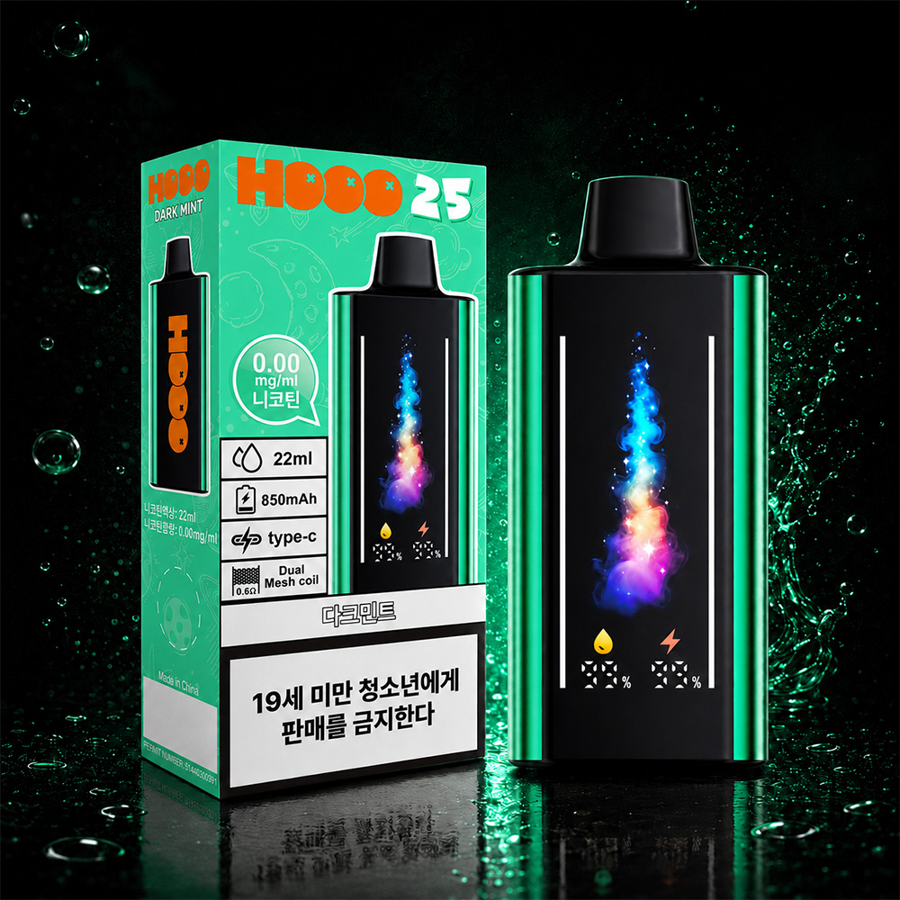 후에버 HOOO25 무니코틴 대용량 프리미엄 액상 입호흡 기기 선물용 다크민트 1개