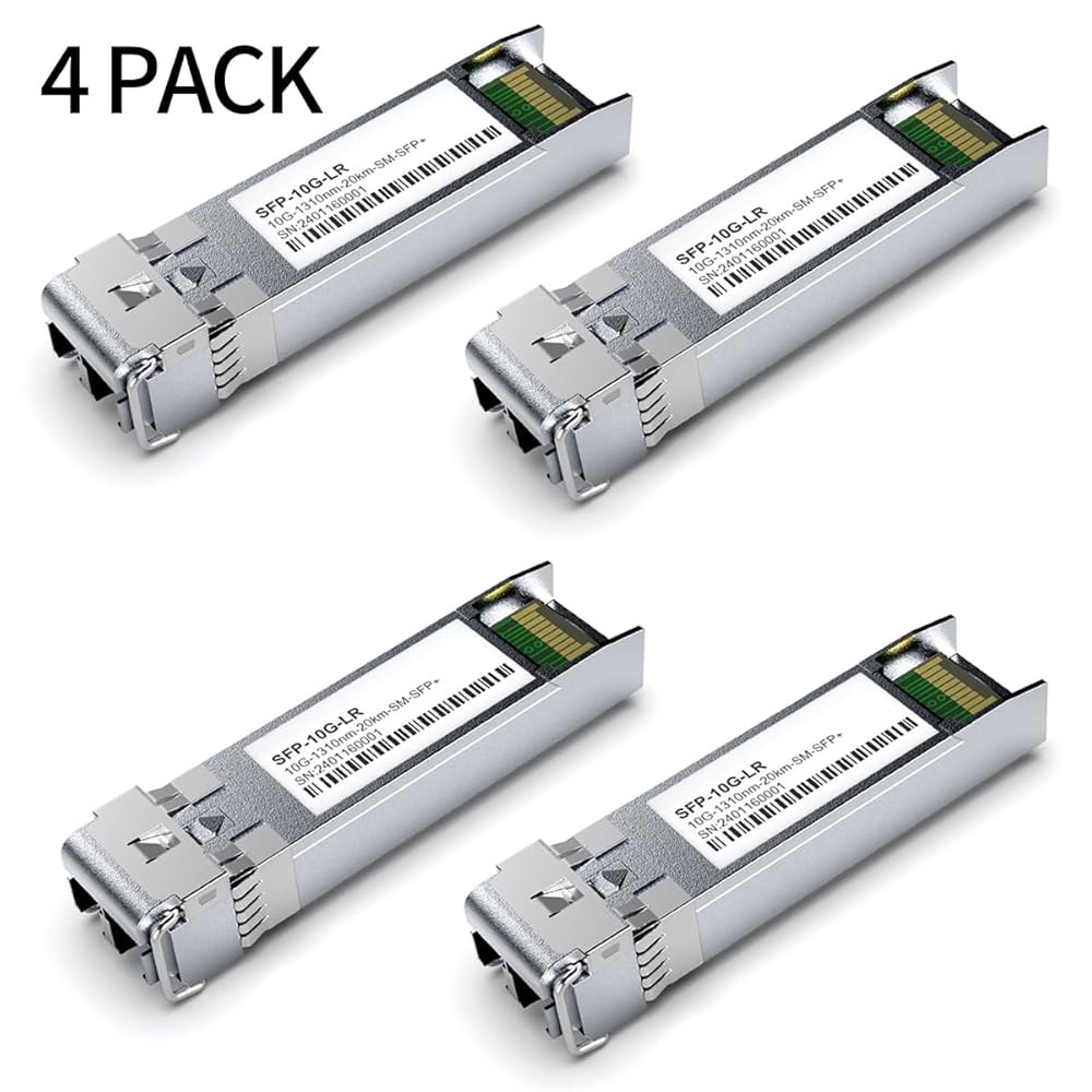 4Pack SFP+ 10GBase-LR LC 모듈, 싱글모드 1310nm, Cisco SFP-10G-LR용 SMF 듀얼 광섬유 트랜시버, 유비쿼티 유니파이 UF-SM-10G, 메라 - 상세 이미지 2