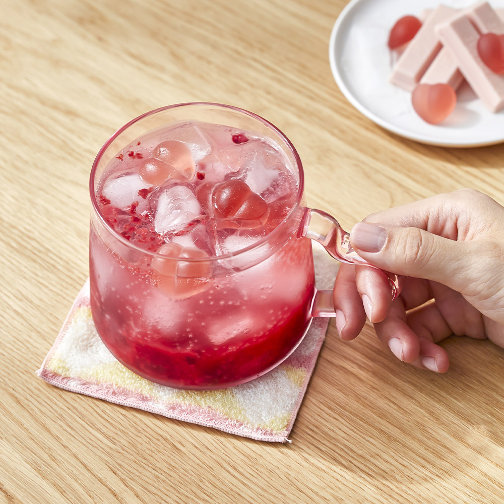 쓰임 하트시그널 글라스 유리컵 아이스커피잔 2P 세트 (핑크+블루) 500ml 이미지 7