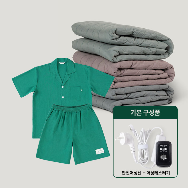 가이아어싱 리콰이엇 에센셜 밸런스 세트 실내 맨발걷기 접지 어싱패드 잠옷 - 상품 이미지