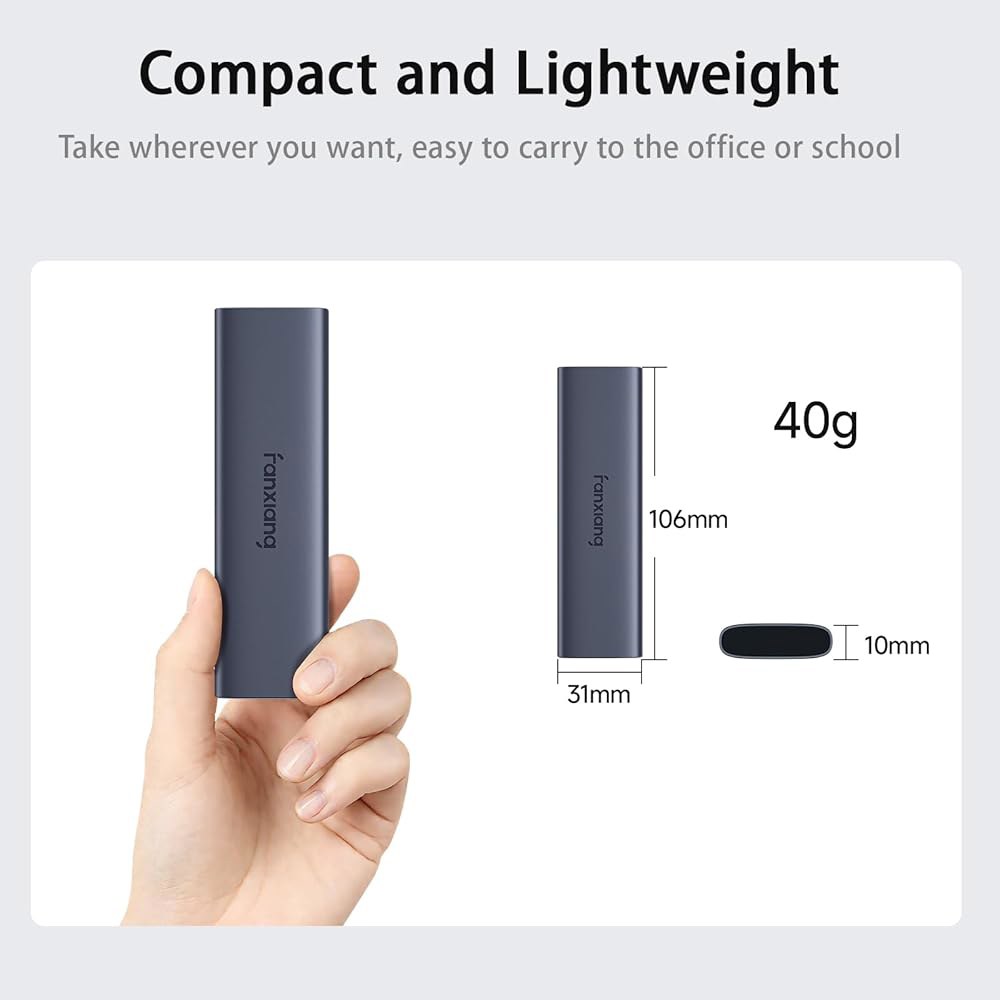 판샹 2TB 외장 SSD - 휴대용 솔리드 스테이트 드라이브, 1000MB /s, USB 3.2 Gen2 Type-C, 알루미늄 합금, iPhone15/16용 하드 Android, - 상세 이미지 3