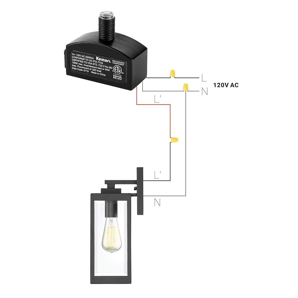 Keilton 120V AC 황혼에서 새벽까지 광전지 조명 센서, 광전 스위치가 있는 실외 유선 후방 제어, 자동 켜짐/꺼짐, ETL 목록, 1팩 120V 1 Pack - 상세 이미지 3