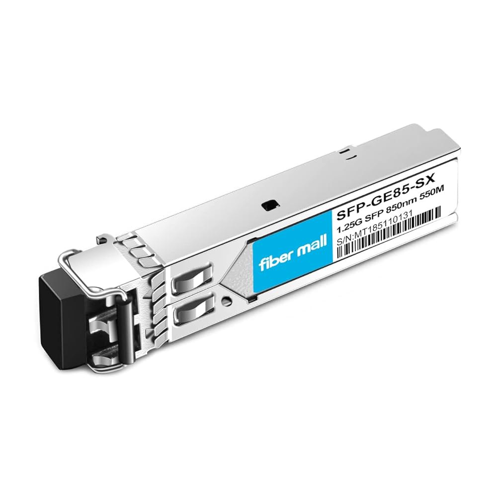 Fiber Mall SFP 1G SX 광 트랜시버 모듈, 포티넷 FN-TRAN-SX, 1000BASE-SX, 1.25Gbps, 850nm, 550m, LC, DOM, 그레이, 자동 - 상품 이미지