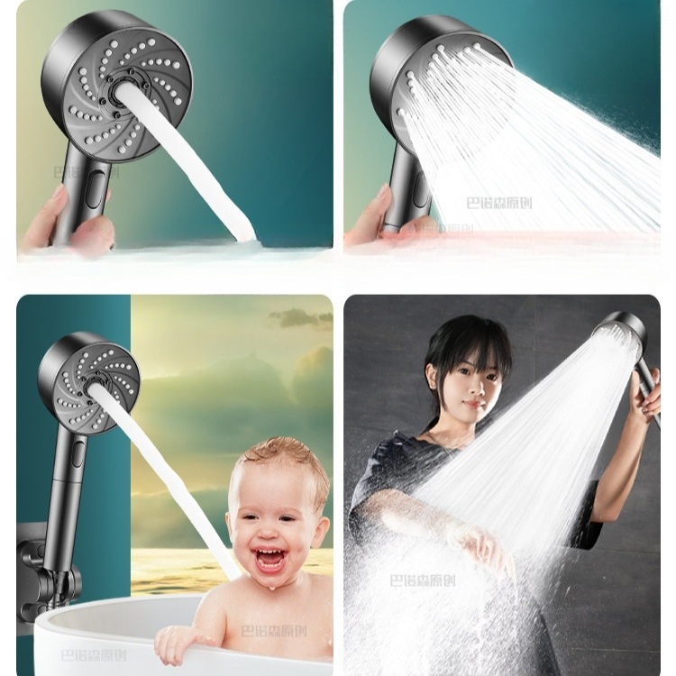 수압 조절 샤워기헤드 가압 샤워헤드 수압 증폭 필터 목욕 가정용 필터샤워기 실버 그레이 - 상세 이미지 3