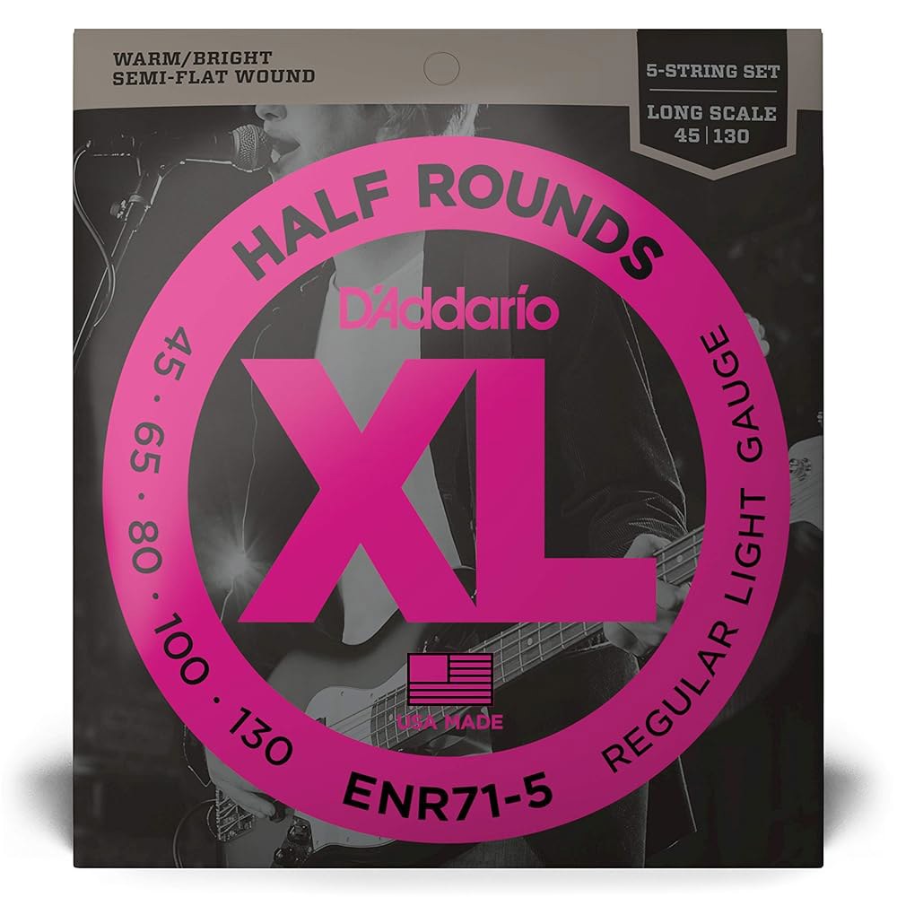 다다시오 XL 하프 라운드 베이스 기타 현 - ENR71-5 5 롱 스케일 레귤러 라이트, 45-130 Long Scale Light 45-100 - 상세 이미지 2