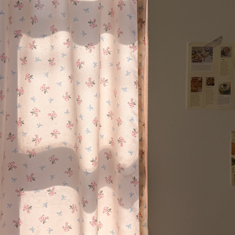 마리엔젤 빈티지 문가리개 창문커튼 블루리본, 145x200cm - 상세 이미지 5