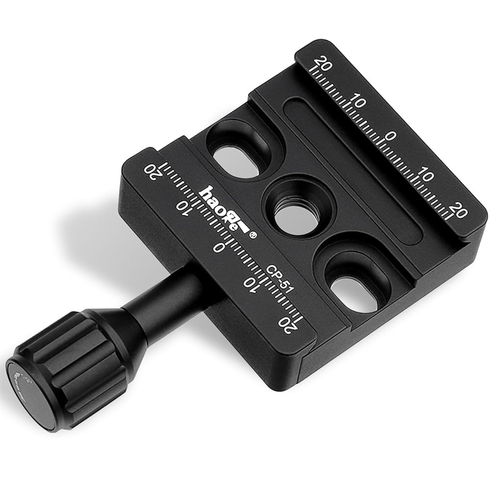 Haoge CP-51L 50mm 스크류 노브 클램프 어댑터 마운트, 긴 팔 포함, 빠른 릴리스 QR 플레이트 카메라 삼각대 볼헤드 모노포드 볼 헤드 핏 아르카 스위스 - 상품 이미지