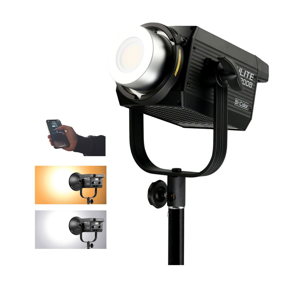 난라이트 FS-200B 220W 바이컬러 LED 비디오 라이트, 2700K u2013650K 연속 스튜디오 보웬 마운트, 하이 CRI TLCI, 콰이어트 팬, 유튜브용 앱 제어, - 상세 이미지 3