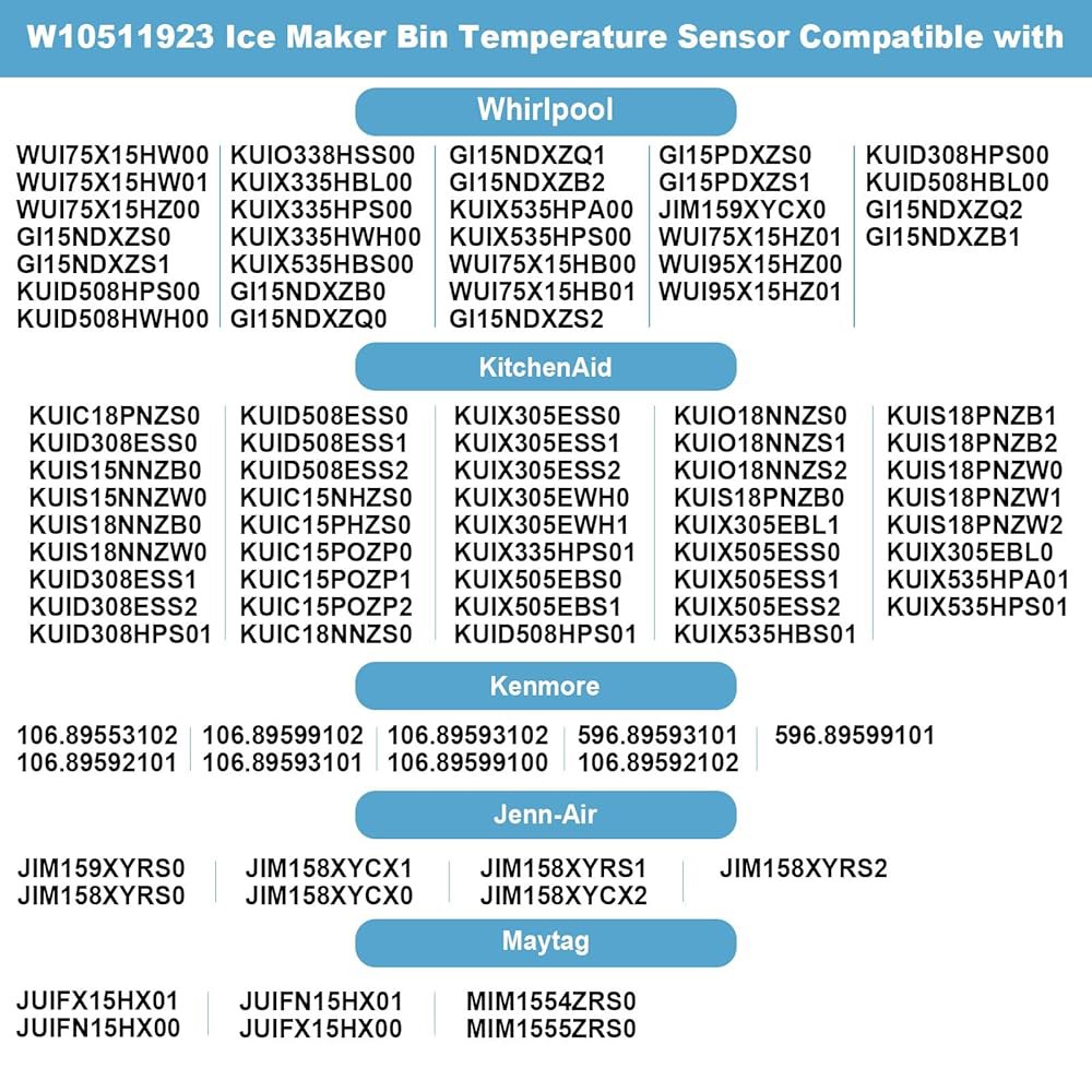 W1051923 월풀 키친에이드 켄모어 제빙기 냉장고 교체 WPW1051923 AP6022509 3021097 PS11755842 아이스 머신 빈 서미스터와 호환되는 온도 센서 - 상세 이미지 3