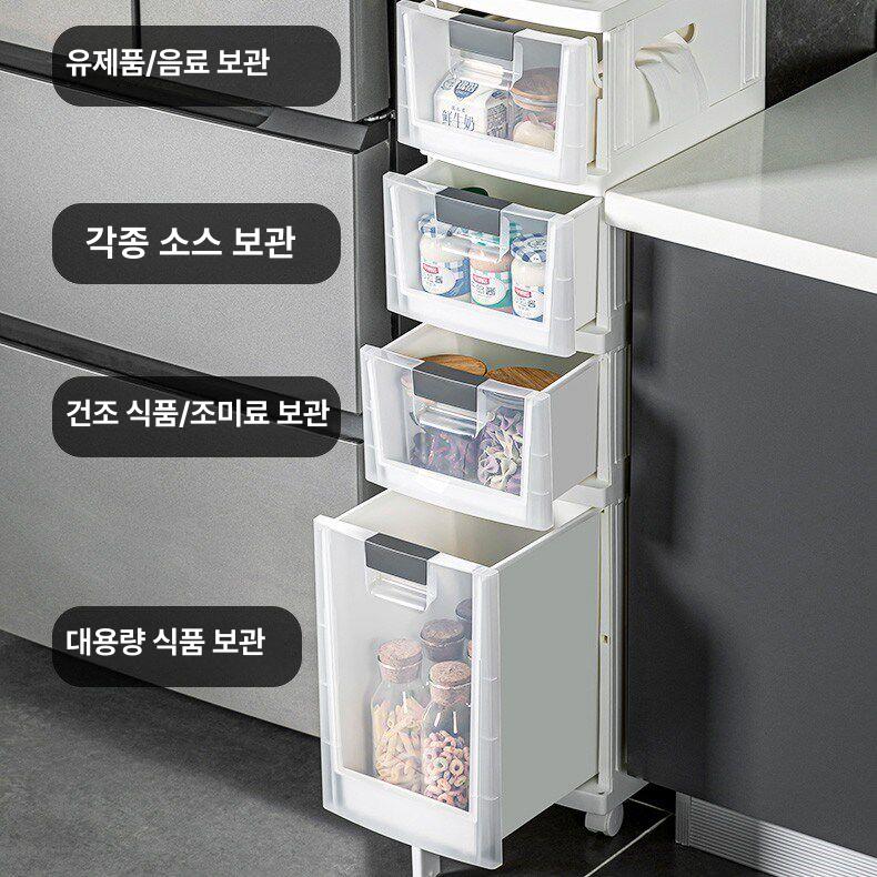 냉장고 세탁실 좁은틈 서랍장 틈새장 수납 정리 폭 좁은 공간 선반 - 상세 이미지 2