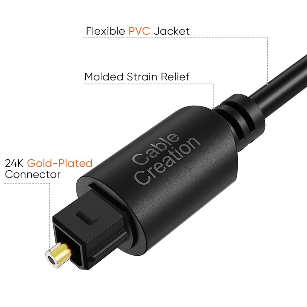 CableCreation 50FT 디지털 광섬유 TosLink 홈 시어터, 사운드 바, TV, PS4, Xbox, VD/CD 플레이어, 블루레이 게임 콘솔 등을 위한 케이블 골드 - 상세 이미지 2