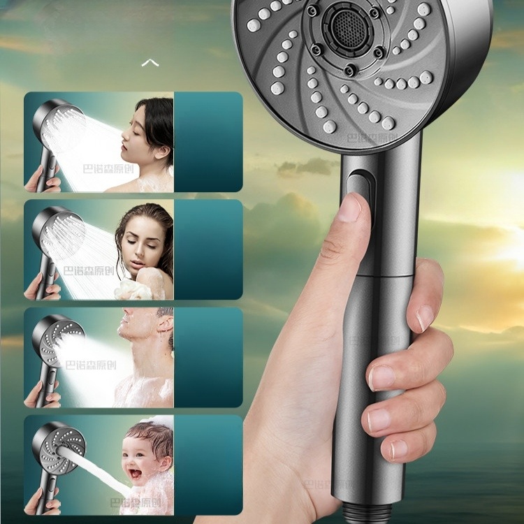 수압 조절 샤워기헤드 가압 샤워헤드 수압 증폭 필터 목욕 가정용 필터샤워기 실버 그레이 - 상세 이미지 5