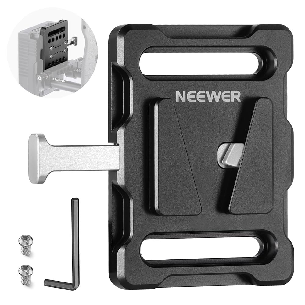 1/4인치 나사산과 빠른 해제 버튼이 있는 NEWER 미니 V 마운트 배터리 플레이트, FXLION 소니 및 15mm 막대 클램프, PS005와 호환됩니다 - 상품 이미지