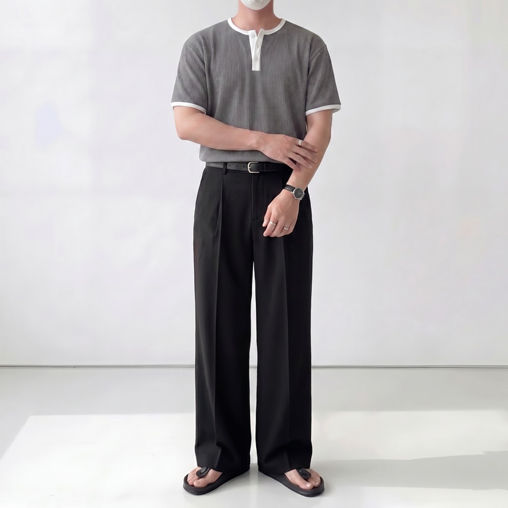 1+1 링클프리슬랙스 남자세미와이드슬랙스 - 상세 이미지 3
