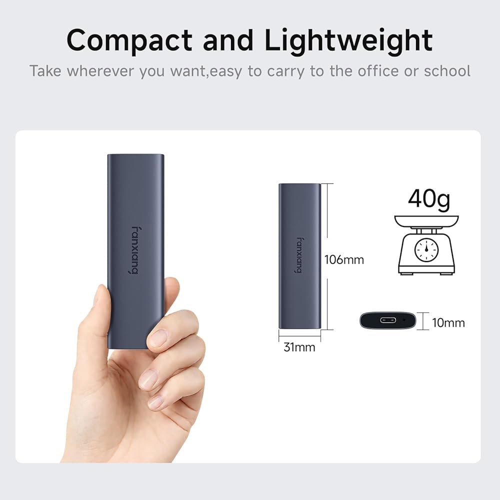 판샹 1TB 외장 SSD - 휴대용 솔리드 스테이트 드라이브, 1000MB /s, USB 3.2 Gen2 Type-C, 알루미늄 합금, iPhone15 /16 /17용 하드 And - 상세 이미지 3