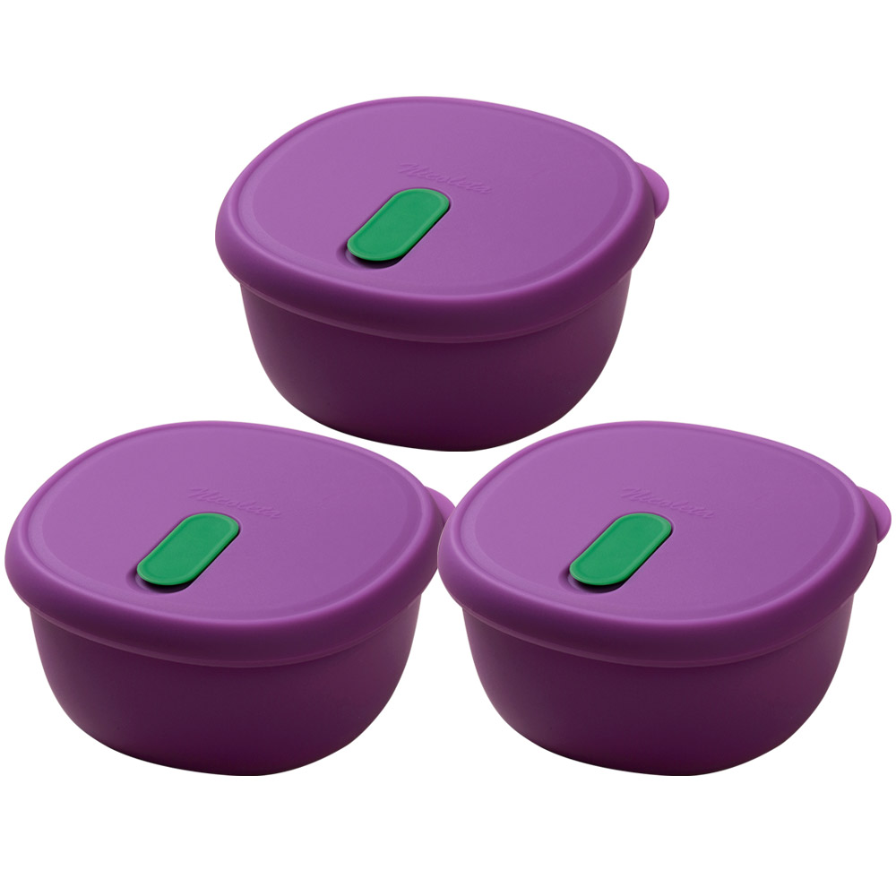 국산 냉동밥보관용기 실리콘밥팩 밀폐 소분용기 350ml 1종, 그레이프 (사각), 3세트 - 상품 이미지