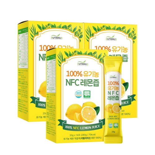 뉴트리너스 NFC 유기농 100% 착즙 레몬즙 레몬수 비타민C 14포, 3개 - 상품 이미지