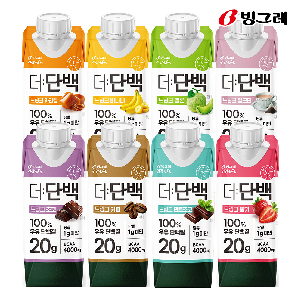 빙그레 더단백 드링크 8종 250ml 18팩 /바나나 밀크티 딸기 멜론 - 상품 이미지