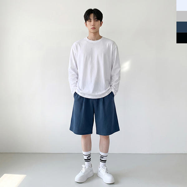 데일리 남성 4컬러 핀턱 와이드 반바지 DJJ-1002M - 상품 이미지