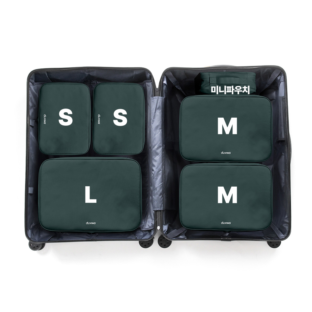 여행용 압축 파우치 세트 S+S+M+M+L 캐리어정리 여행준비물 트레블파우치 - 상세 이미지 3