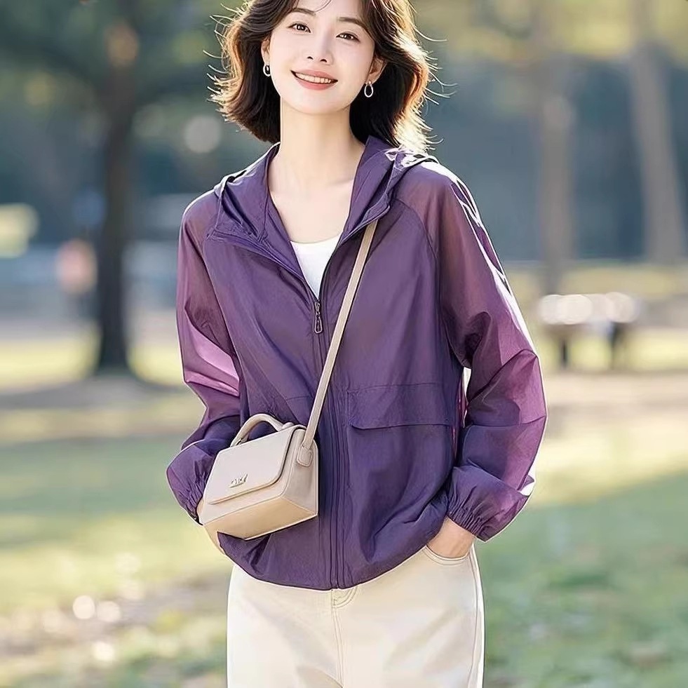 여성 여름 후드 바람막이 루즈핏 썸머 점퍼 - 상세 이미지 2