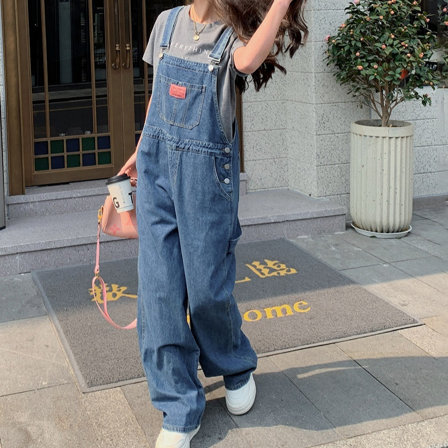 여자멜빵바지 데님멜빵 여성패션 데일리룩 캐주얼팬츠 여성의류 스트릿패션 - 상품 이미지