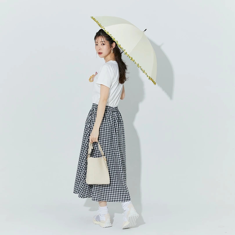 비코즈 일본 양산 PU 플라워 레이스 꽃자수 자외선차단 양우산 B-967095 - 상세 이미지 3