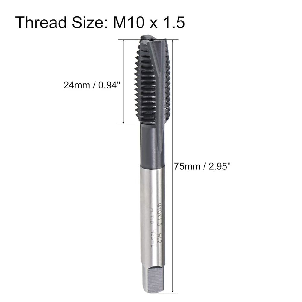 uxcell M10 x 1.5 나선형 포인트 나사 탭, H2 내성 고속 강철 TICN 코팅, 사각형 끝이 있는 원형 섕크, 기계식 탭핑 비트, 2pcs M8 x 1.25 - 상세 이미지 2