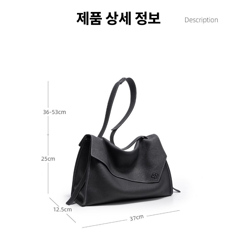 GONSION 최고급 천연소가죽 숄더백 대용량 직장인가방 메신저백 블랙 소형 - 상세 이미지 3