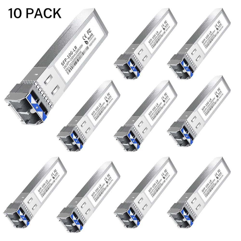 10Pack SFP+ LC 10GBase-LR 트랜시버 - 10G 싱글 모드 모듈, Cisco SFP-10G-LR, Ubiquiti UF-SM-10G, Meraki, Microti - 상세 이미지 2