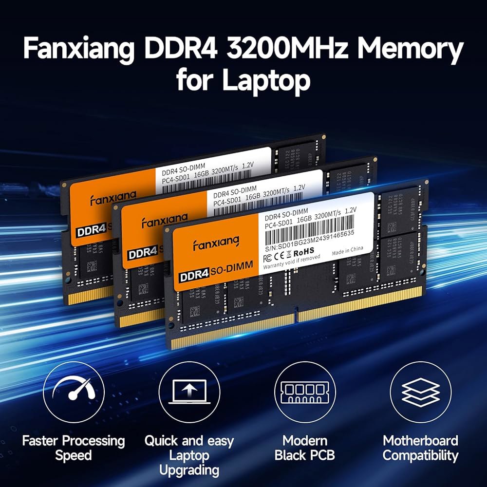 판샹 SODIMM DDR4 RAM 64GB(2 x 32GB) 3200MHz, 인텔 AMD 노트북 메모리 CL22 1.2V 듀얼 채널, 게임 및 생산성에 이상적입니다 - 상세 이미지 2