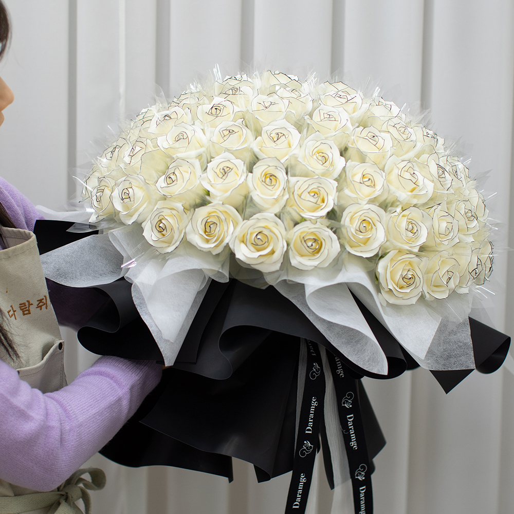 돈꽃다발 라인장미 용돈꽃다발 비누꽃 프로포즈 기념일 이벤트 선물 100송이 - 상세 이미지 5