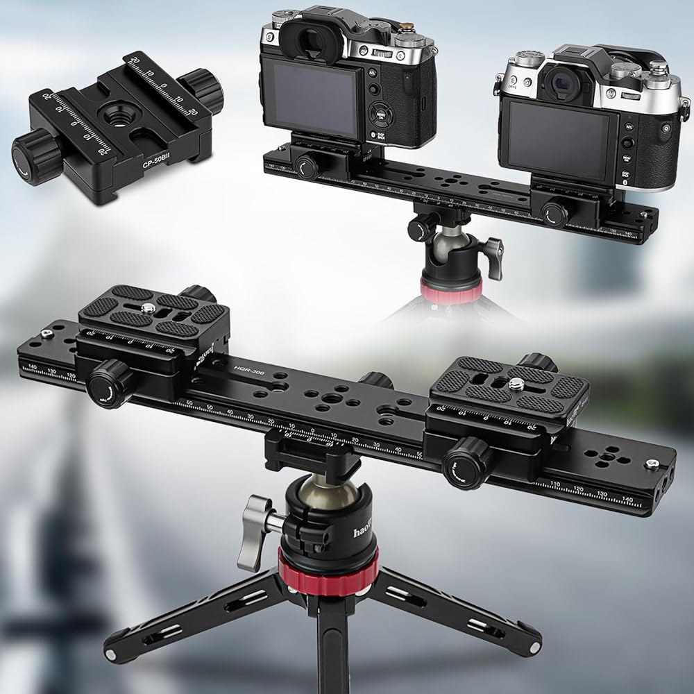 Haoge CP-50BII 50mm 서브텐드 이중 듀얼 퀵 릴리즈 클램프, Arca Swiss RRS Benro 레일 플레이트 노달 슬라이드용 120mm - 상세 이미지 2