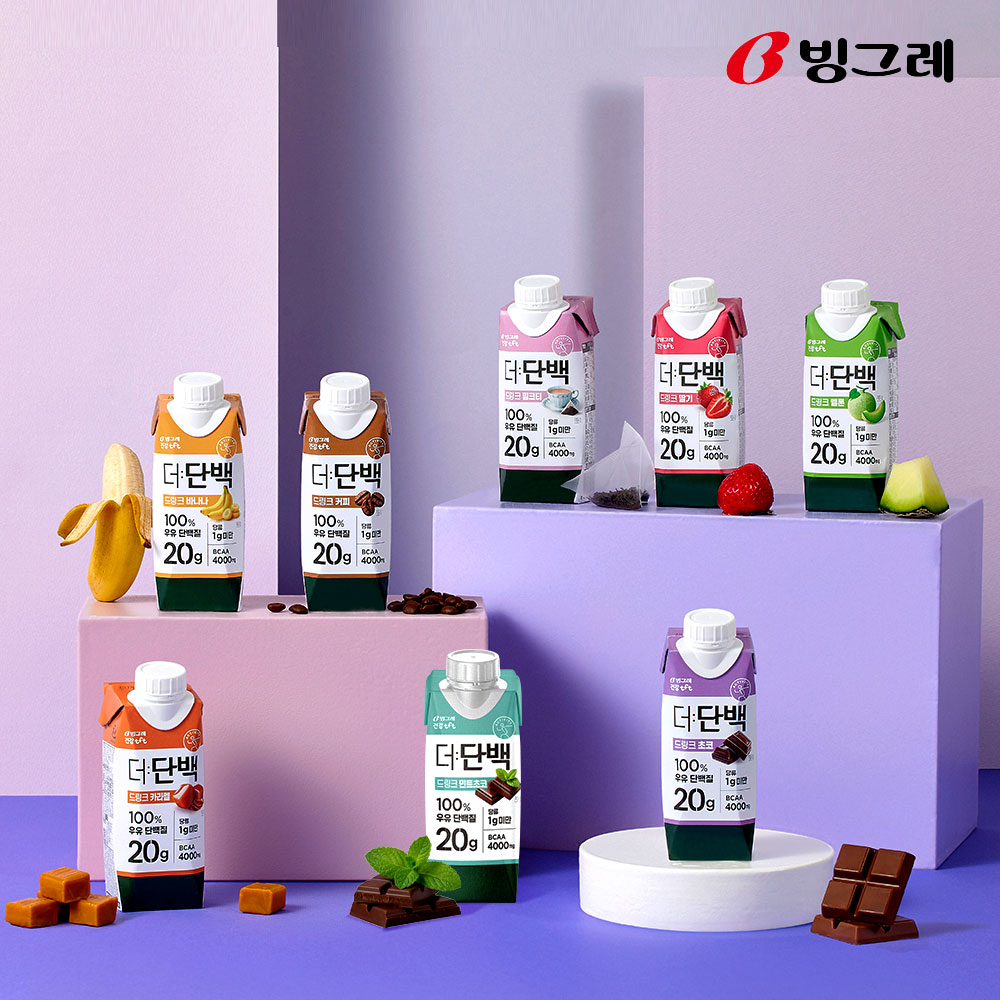 빙그레 더단백 드링크 8종 250ml 18팩 /바나나 밀크티 딸기 멜론 - 상세 이미지 3