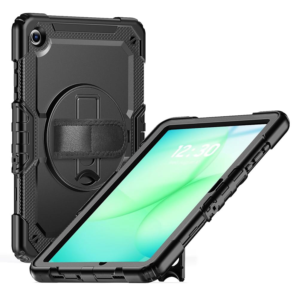 삼성 갤럭시 탭 A11+ 및 A9+ 11인치 케이스용 자일린트 - 손/어깨 스트랩이 있는 360 회전 스탠드 화면 보호기 블랙 - 상품 이미지