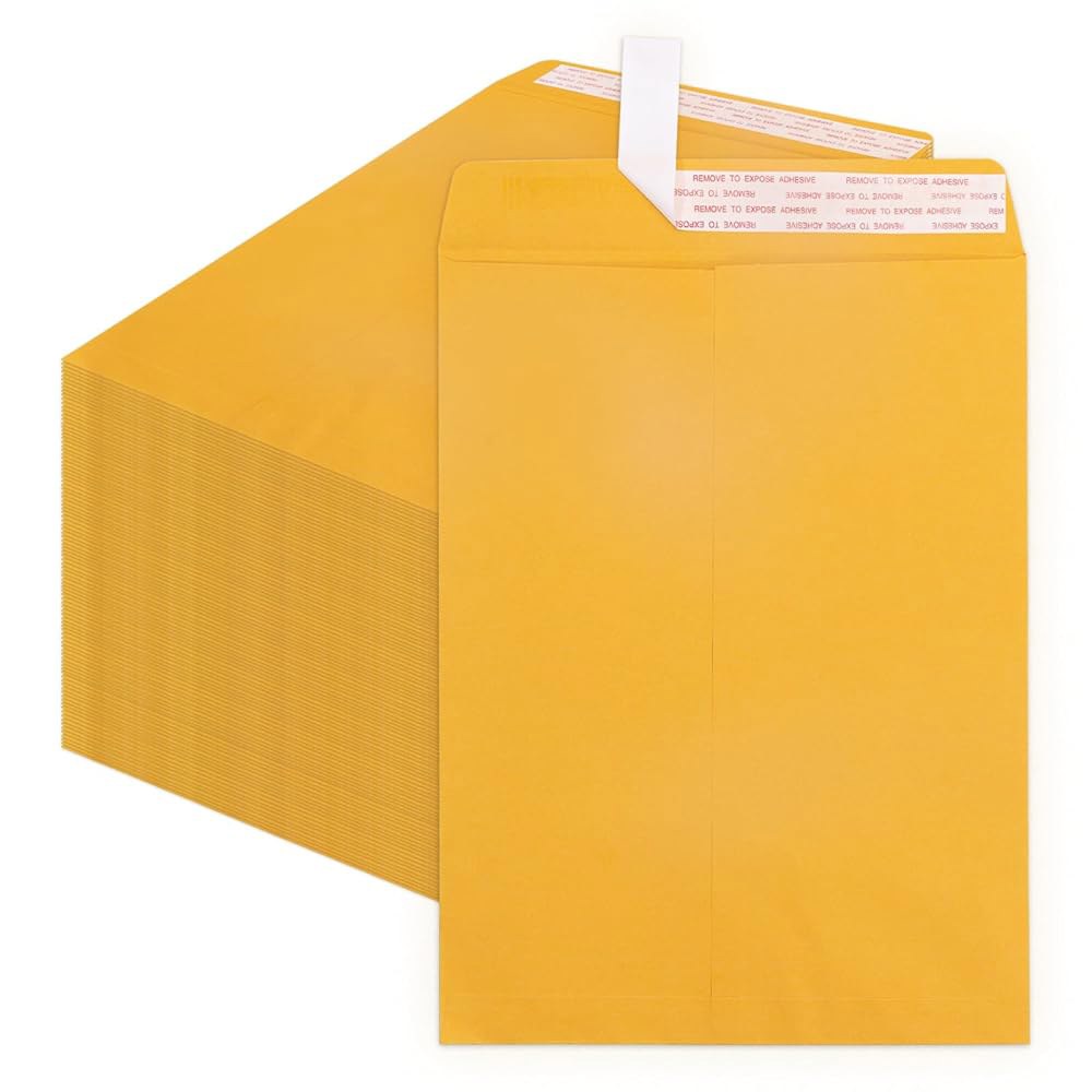Goefun 9x12 마닐라 봉투 셀프 씰, 250팩 브라운 크래프트 대형 편지 크기 우편 발송, 100 GSM White-25 Pack 9x12 - 상품 이미지