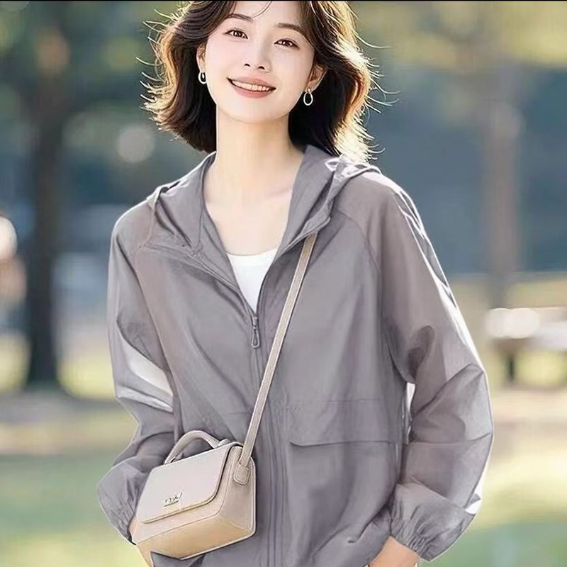 여성 여름 후드 바람막이 루즈핏 썸머 점퍼 - 상세 이미지 5