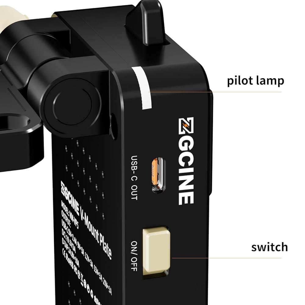 ZGCINE VM-VP5 V 마운트 배터리 플레이트, DC 전원 케이블 및 Arca-Swiss 퀵 릴리스 USB-C / D-탭 포트를 통해 소니 FX6 미러리스 DSLR 카메라와 - 상세 이미지 3