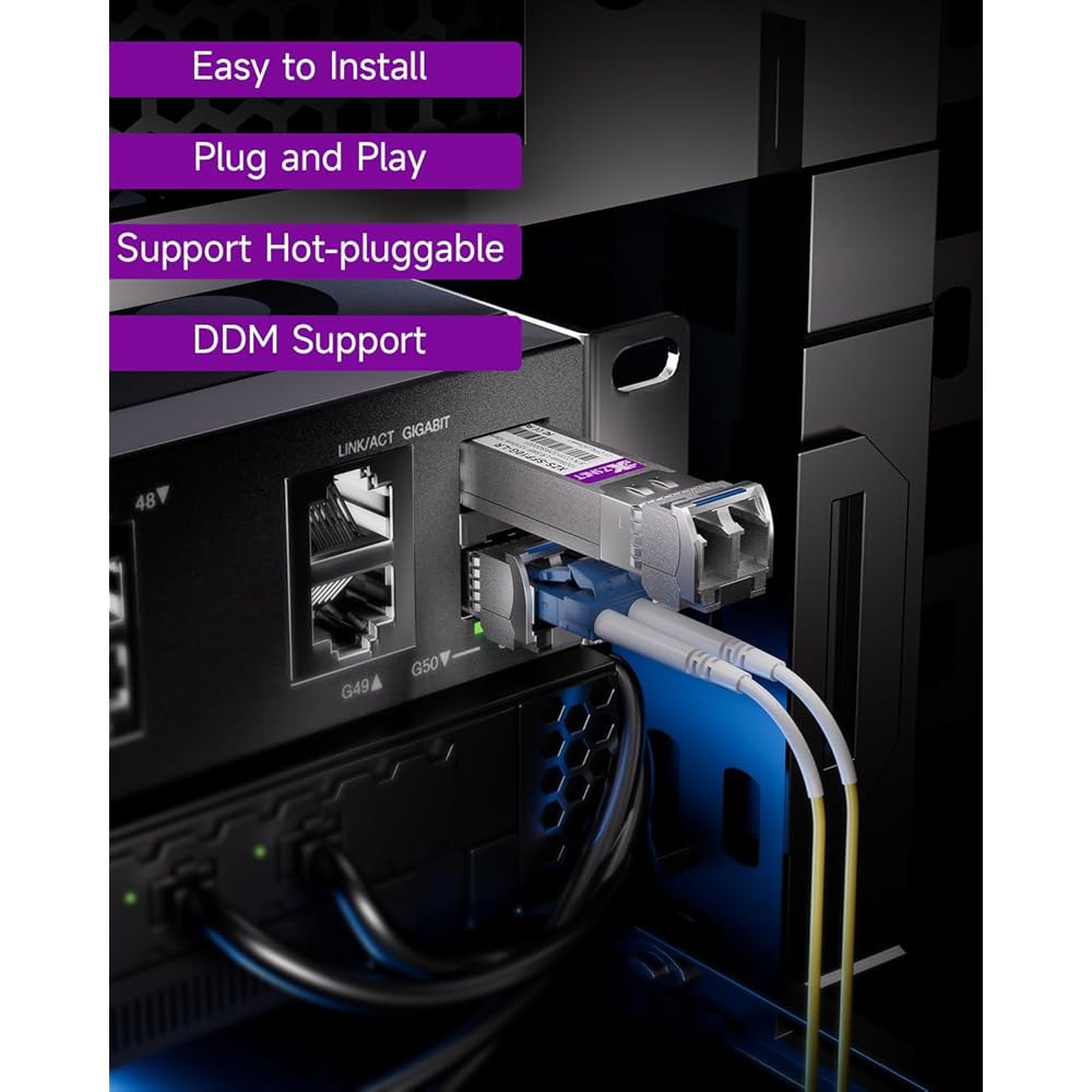 XZSNET 10GBASE-LR SFP+ 트랜시버, 10G SFP+에서 LC 단일 모드 광섬유 모듈, Cisco SFP-10G, Ubiquiti UniFi UF-SM-10G, Mi - 상세 이미지 3