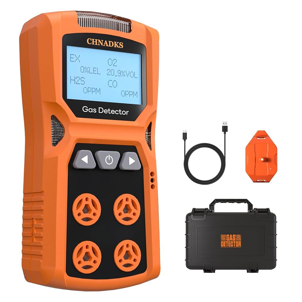 ADKS-4 휴대용 감지기, 4개의 모니터 H2S, O2, CO 및 LEL 다중 표시기(진동, 청각, 시각 모니터), LCD가 장착된 개인 충전식 스니퍼 알람 - 상품 이미지