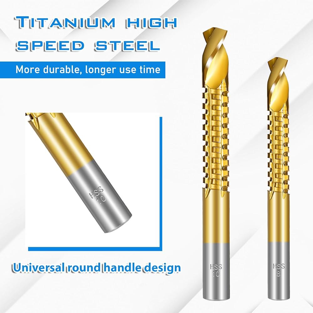 티타늄 코팅 HSS 트위스트 드릴 비트 8팩, 3-10mm 톱니형 측면 절단 비트, 헥스 섕크 목공 도구, 플라스틱 금속 목재 구멍용 홀쏘 도구 - 상세 이미지 3