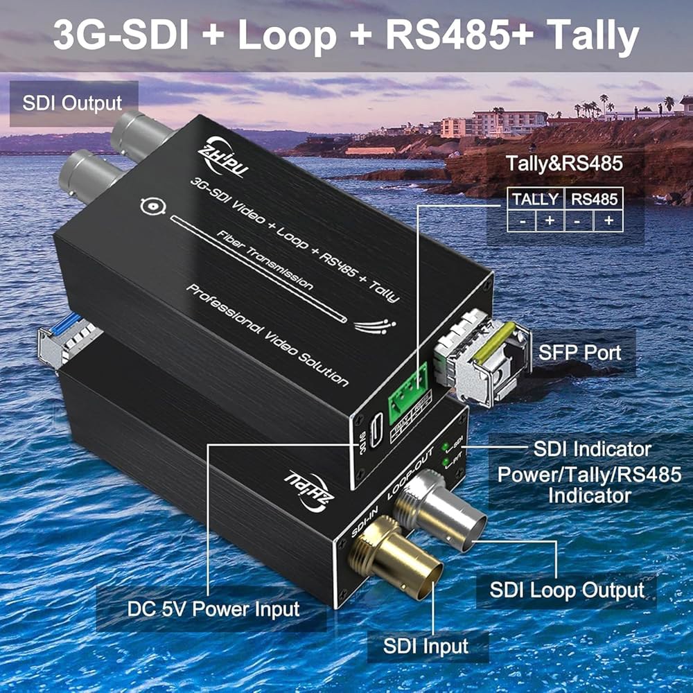 Xnyahitog 미니 3G-SDI 파이버 익스텐더 1080P&60Hz, SDI 오버 광 변환기, SFP 모듈 포함, 최대 20km의 장거리 전송, RS485, 집계, 루프 출력 - 상세 이미지 2