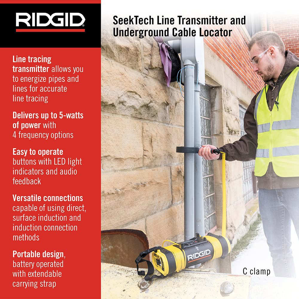 RIDGID 21898 SeekTech ST-305 라인 송신기, 지하 와이어 로케이터 및 트레이서, 주파수 옵션 4개, 연결 방법 3개, 5와트 SeekTech - 상세 이미지 3