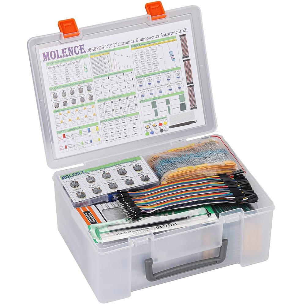 몰렌스 2830PCS DIY 전자 부품 키트 모음, 저항기, 인덕터, 커패시터, LED, 트라이오드, PCB, 포텐셜미터, 점퍼 와이어, 아두이노 UNO MEGA2560용 택트스위 - 상세 이미지 3