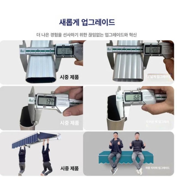 고급형 테라스 카페 자동어닝 방풍형 접이식 차양막 벽걸이 곡선암 2m 1.5m - 상세 이미지 4